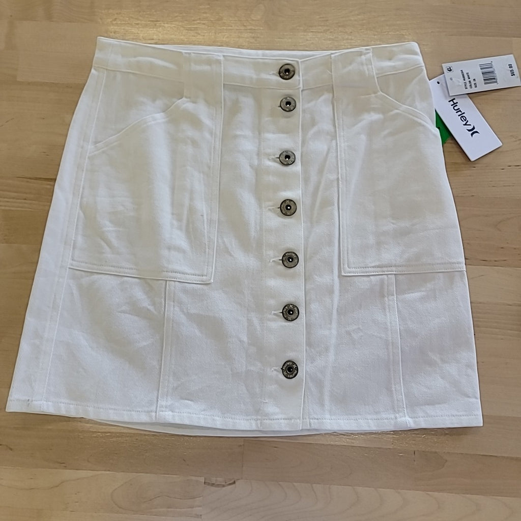 Hurley Size 26  (3) Tracy Button-Front Mini Skirt - White