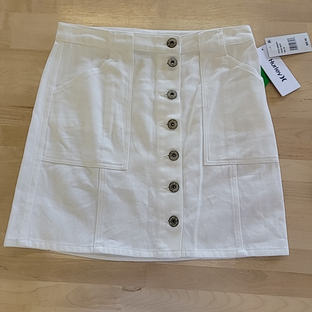 Hurley Size 26  (3) Tracy Button-Front Mini Skirt - White