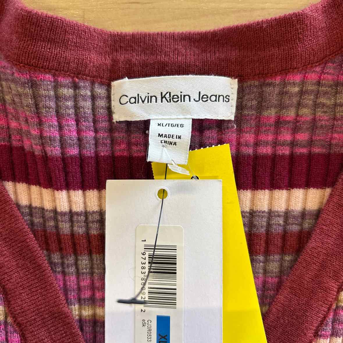 Calvin Klein Size XL Spacedye Stripe V-Neck Cardigan - Raven Combo