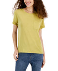 Pink Rose Juniors' Pink Rose Crewneck Pocket Tee - Mustard