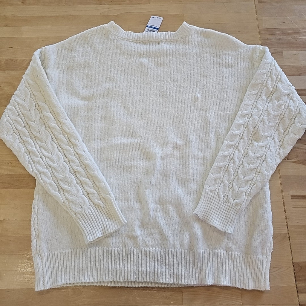 Ultra Flirt Juniors' Rory Chunky Cable-Knit Sweater - Gardenia