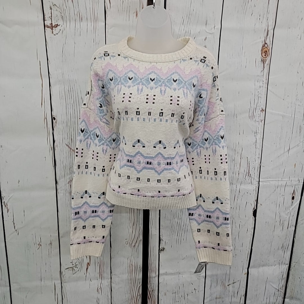 Sugar Moon Size L Nyc Alliance Fair Isle Sweater - Ivory NWT