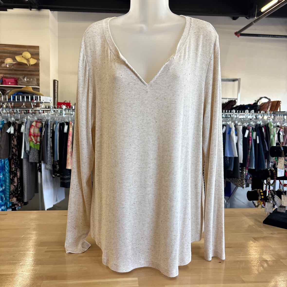 Cabi Size L Tan Long Sleeve