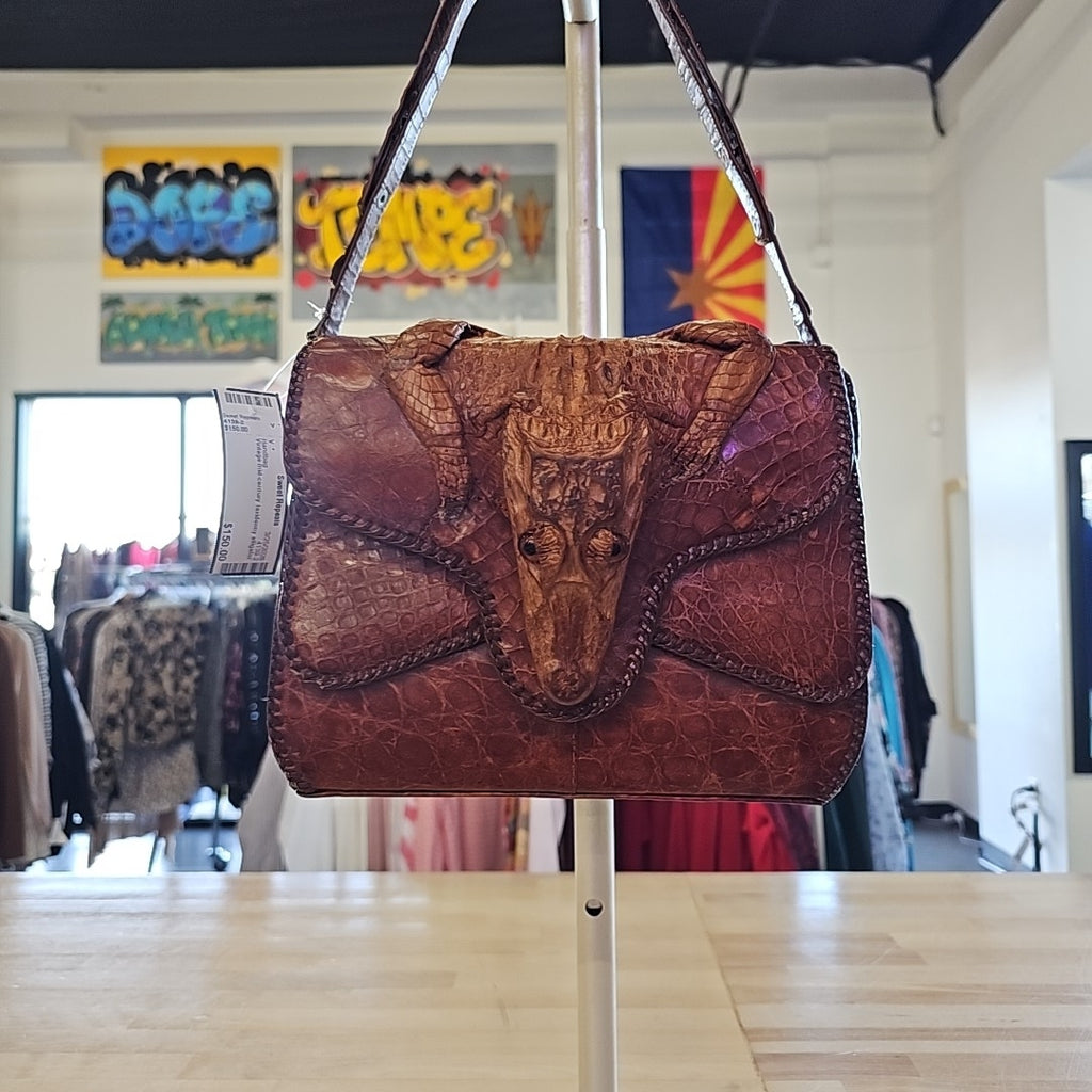 Brown Square Leather Preloved Handbag