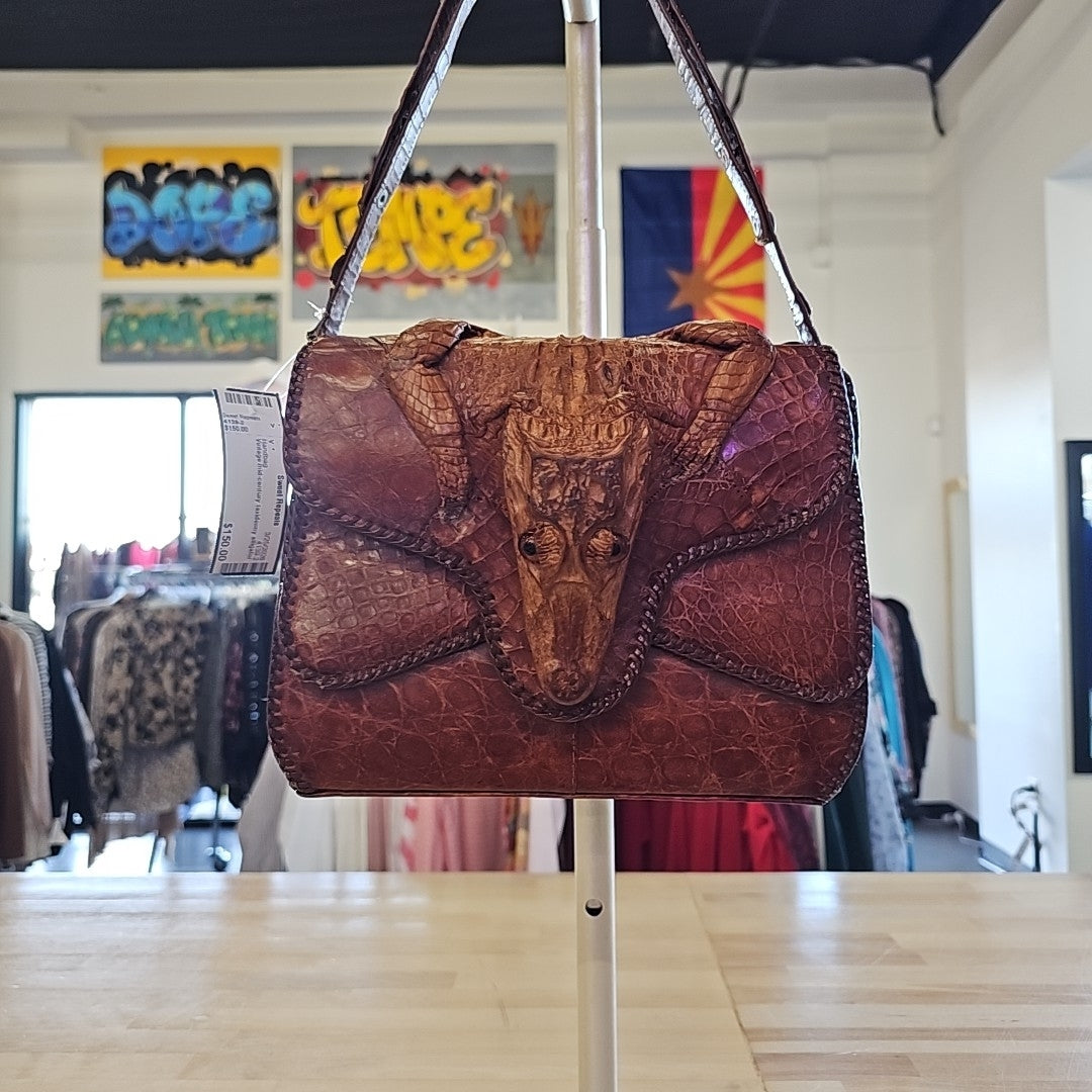 Brown Square Leather Preloved Handbag