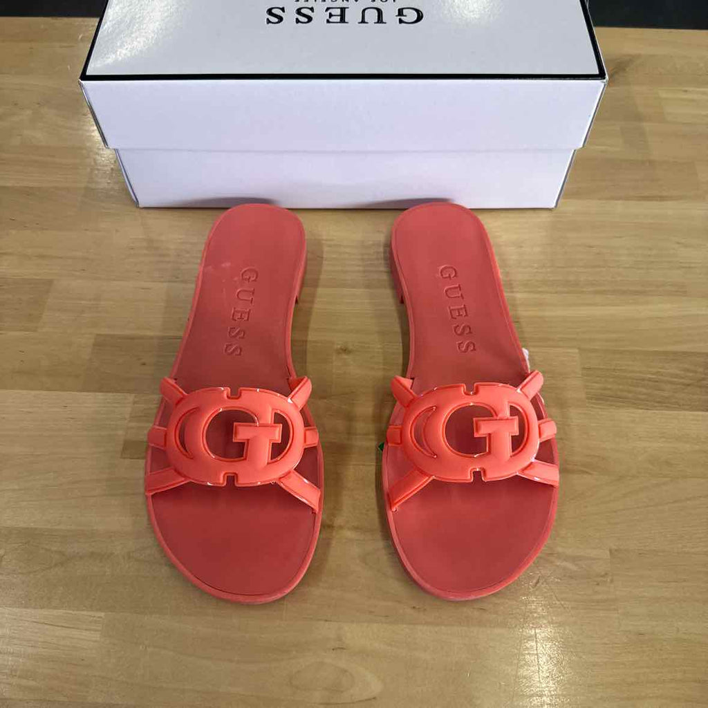 Guess Women's Elyho Logo Cutout Flat Jelly Sandals - Coral