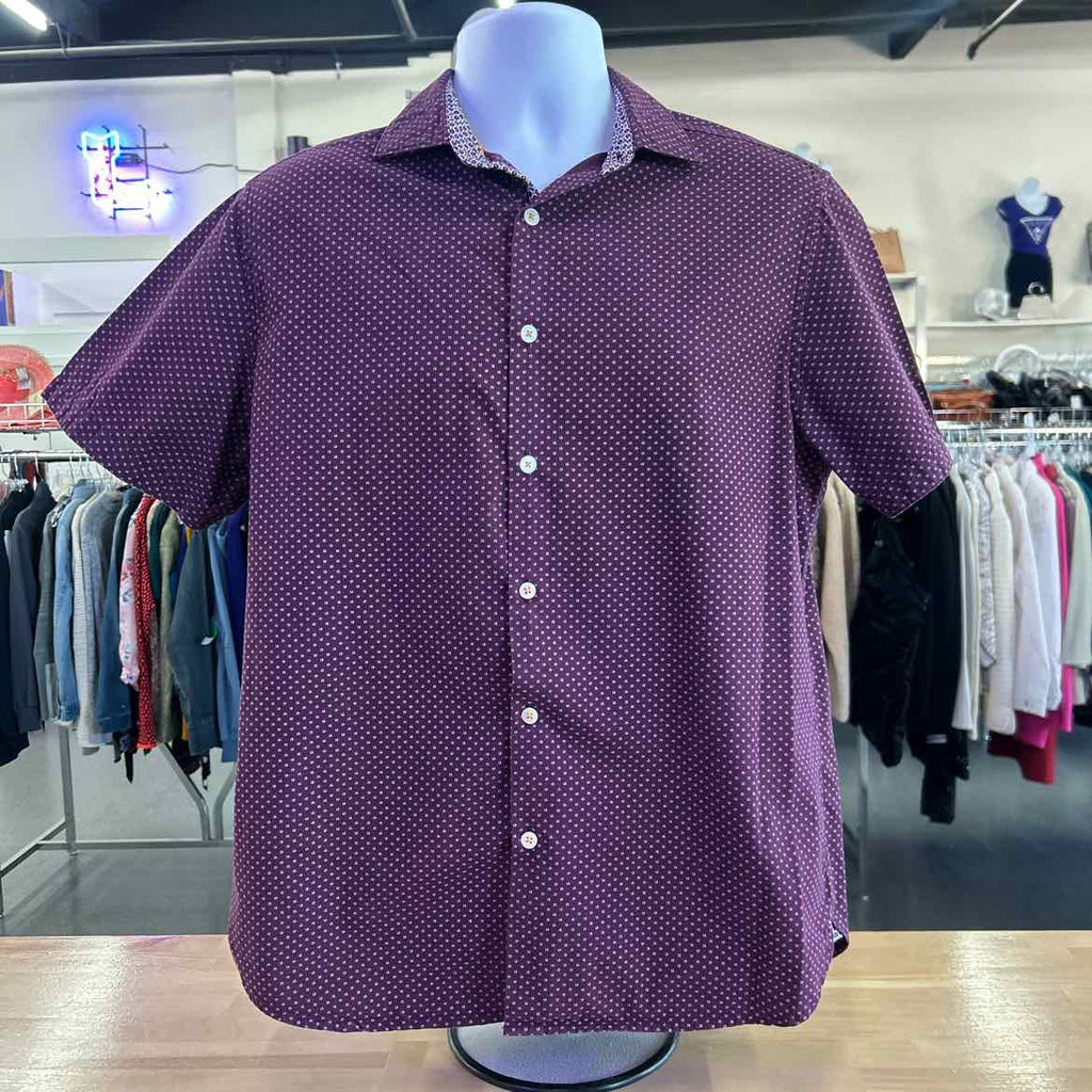 Cactus Man Size L Burgundy Preloved MENS Button Down Shirt