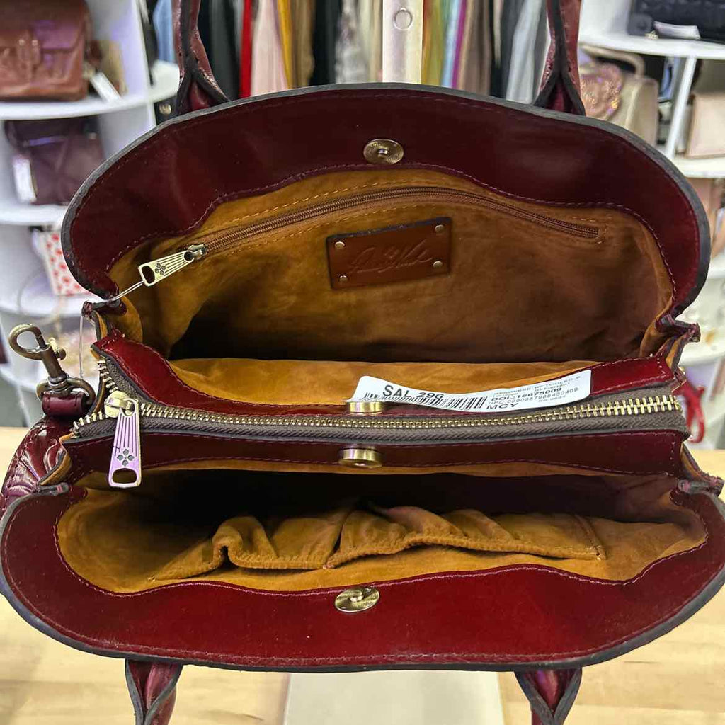 Patricia Nash Genovese Medium Leather Top Handbag Oxblood