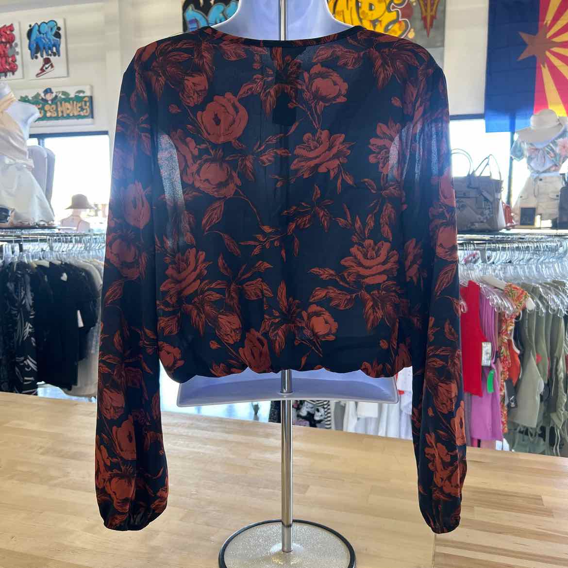 OliveTree Size L Blue & Orange Preloved Blouse LS