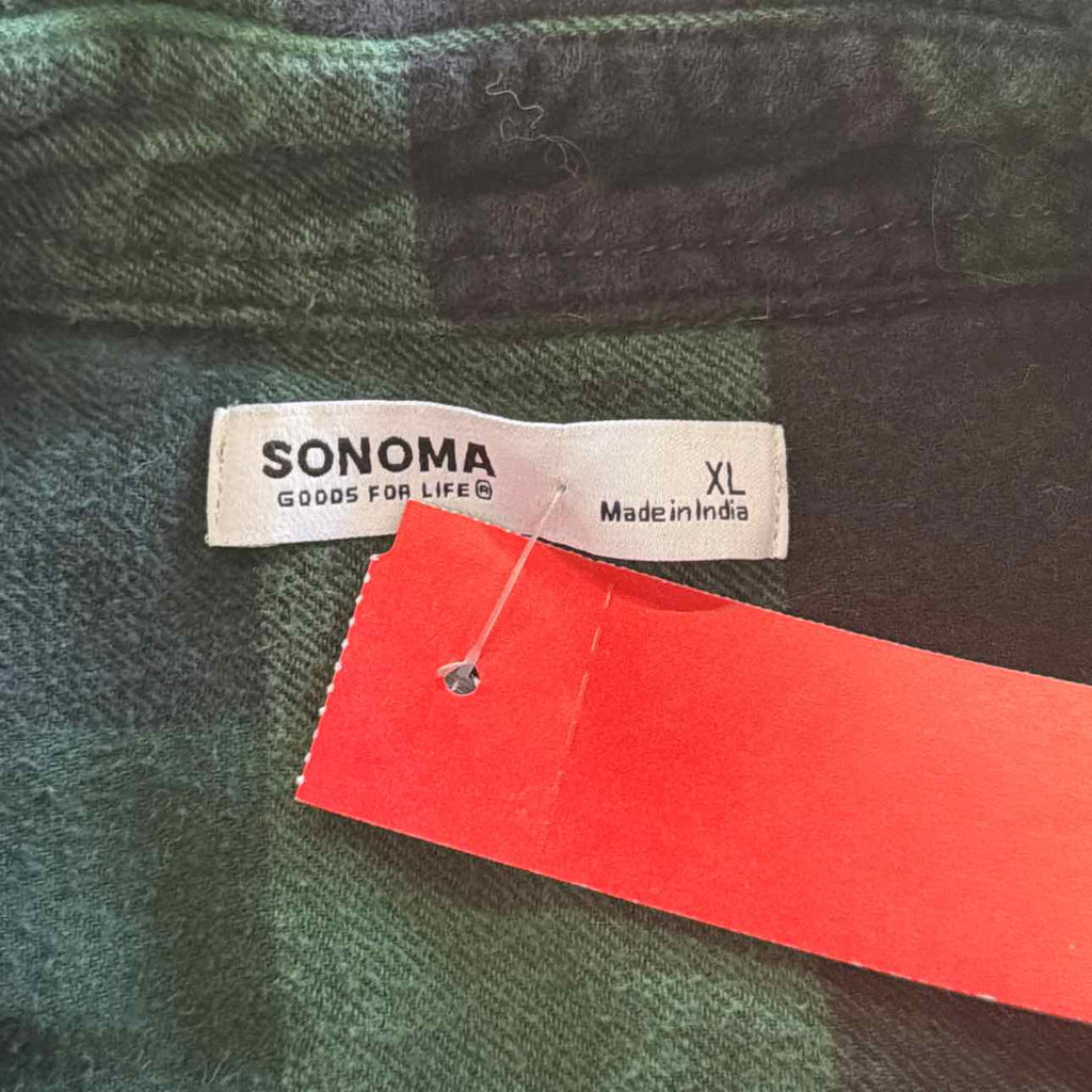 Sonoma Size XL Green MENS Flannel