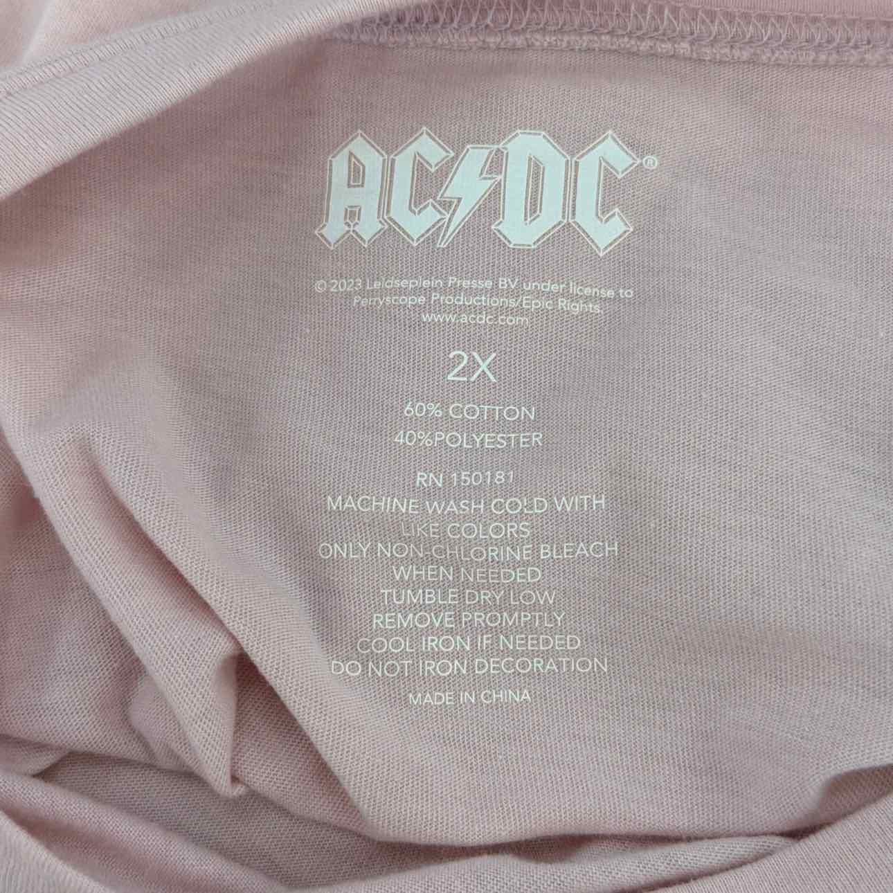 ACDC Size 2X Ac/Dc Graphic Sweatshirt - Pink