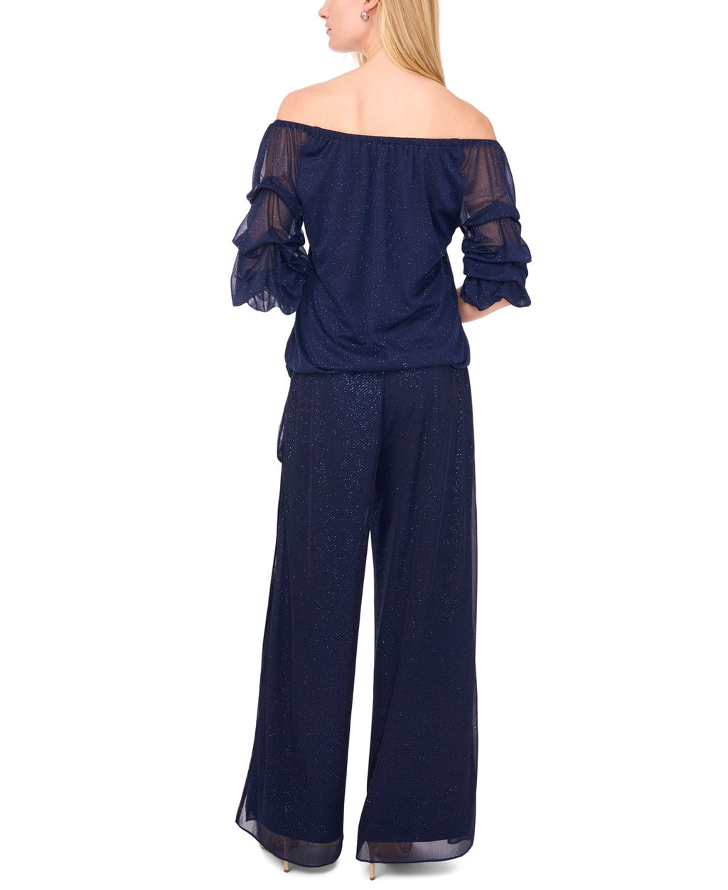 Msk Women's Mesh Palazzo Pants - Navy