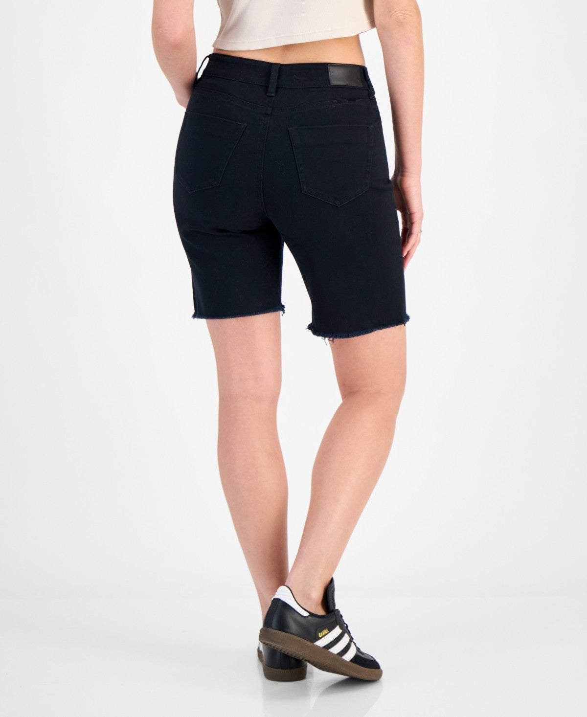 Dollhouse Juniors' High-Rise Frayed Bermuda Shorts - Black - 11/12