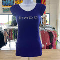 Bebe Size S Purple Ribbed Preloved Blouse SS