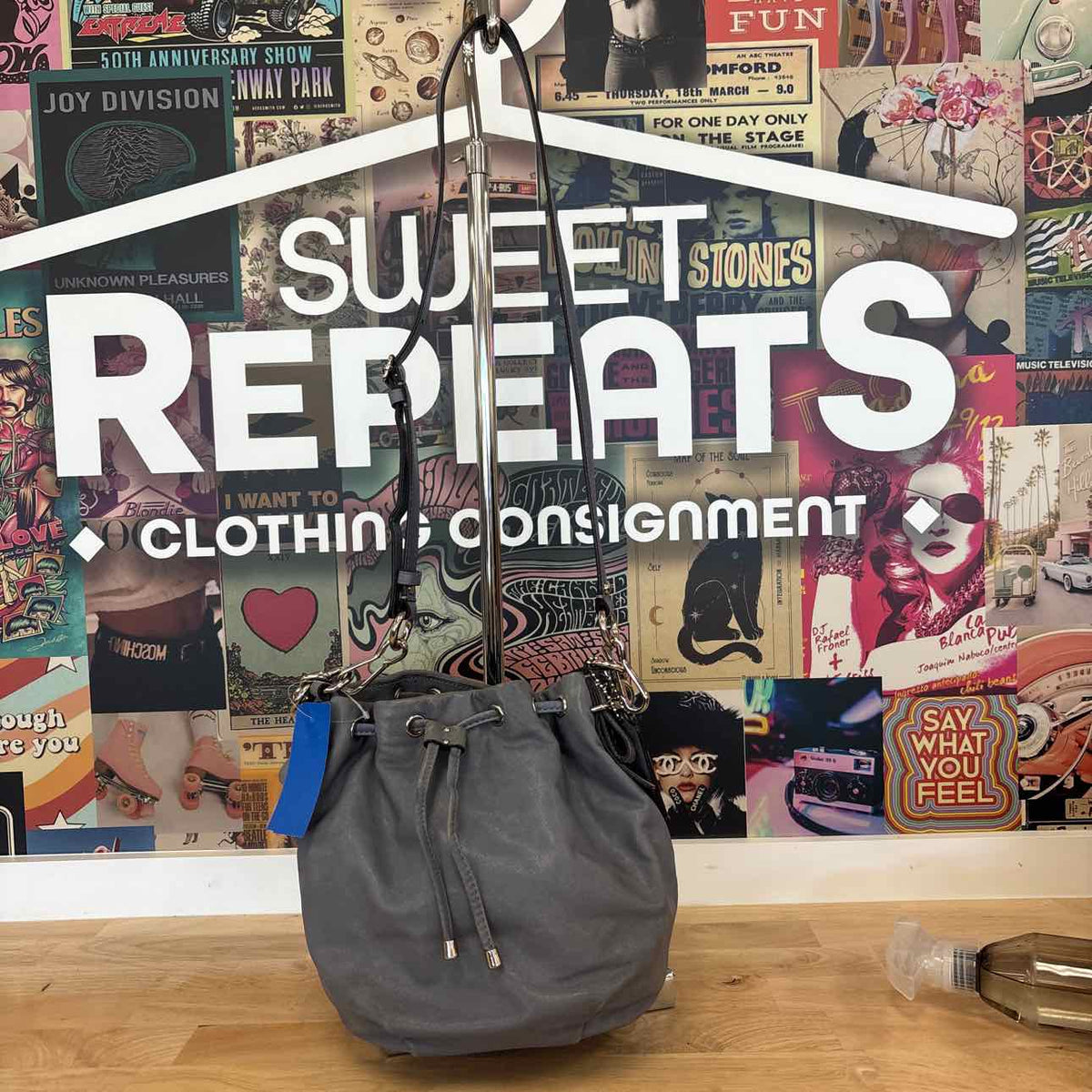 Coach Blue Gray Bucket Preloved Handbag