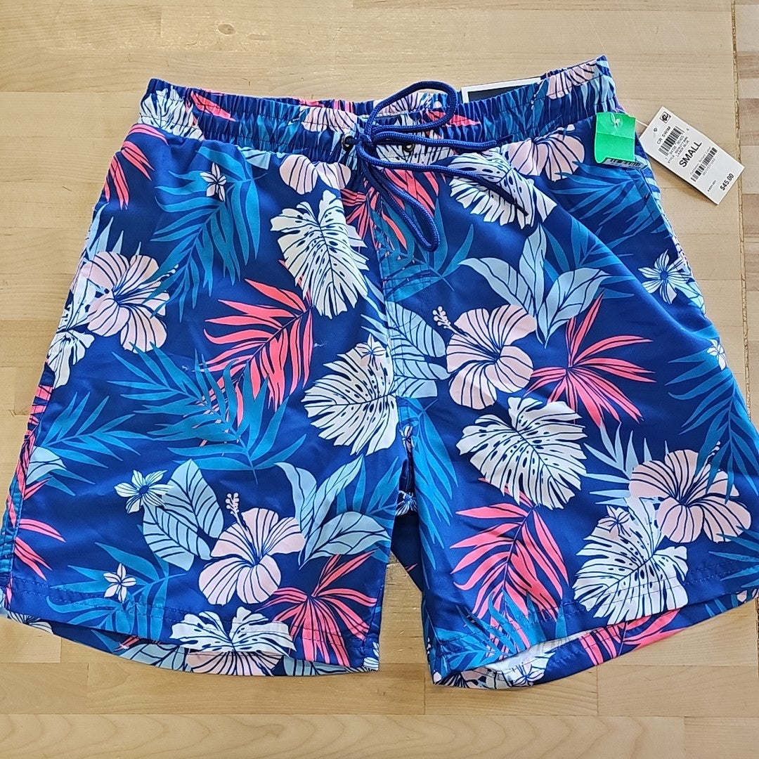 Club Room Men's Hibiscus Floral Print 7" Swim Trunks