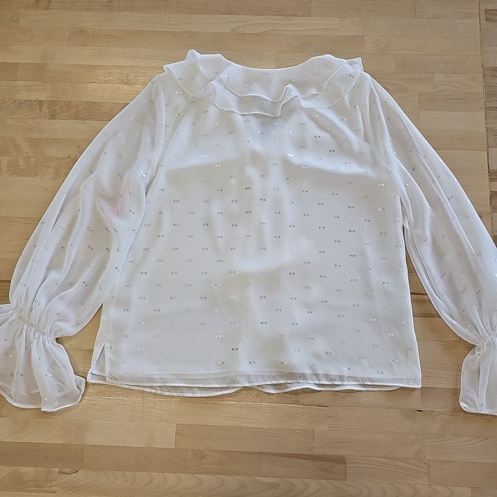 Vince Camuto Double Ruffle Front V Neck