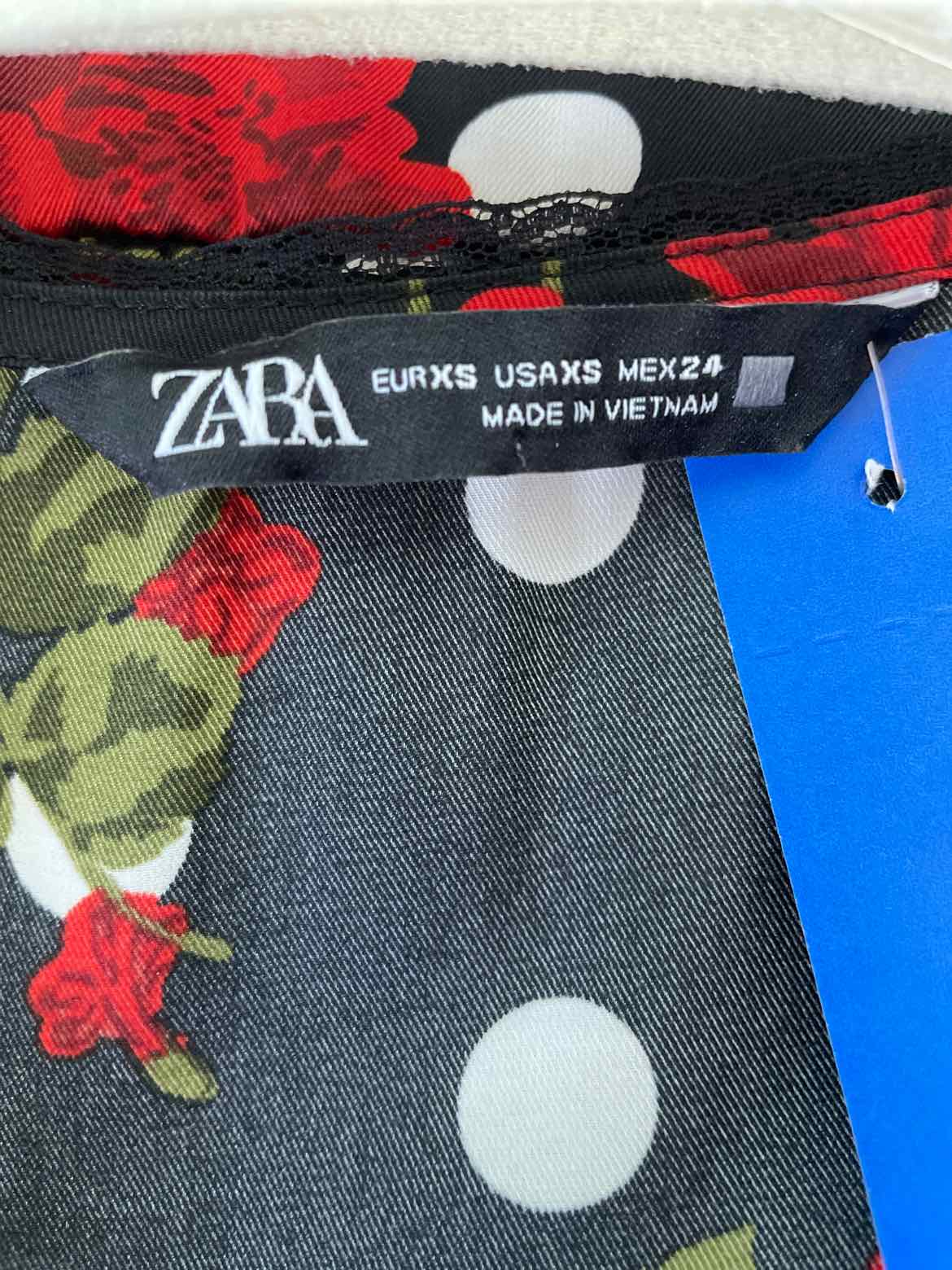 Zara Size XS Black, Red & white polka dots Blouse