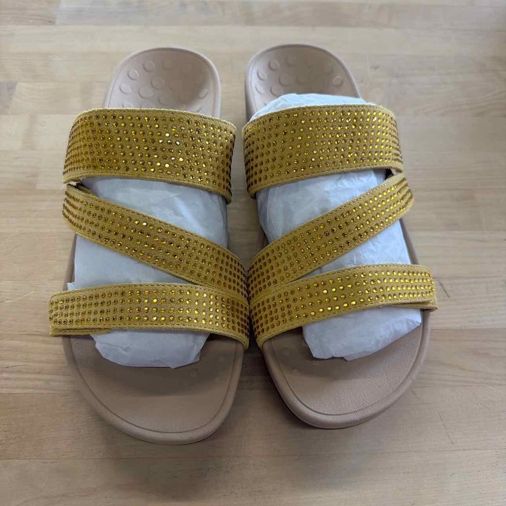 Vionic Size 10 Yellow Rhinestone New Sandals