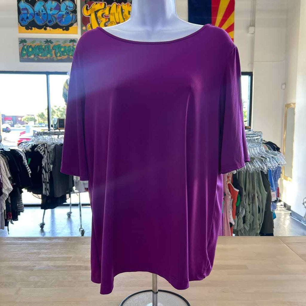 Susan Graver Size S Purple Polyester Spandex Preloved Blouse SS