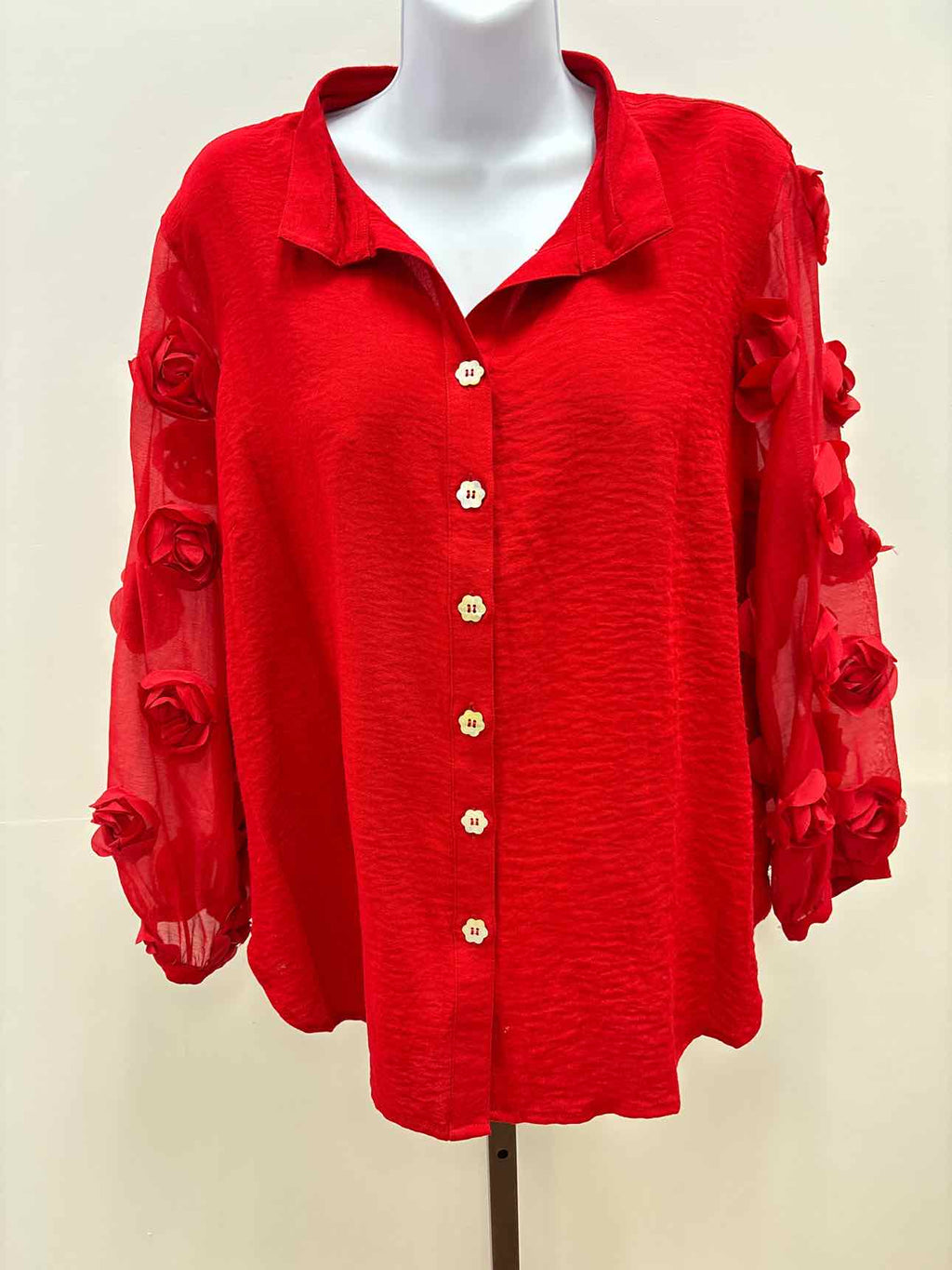 John Mark Size M Red Preloved Blouse LS