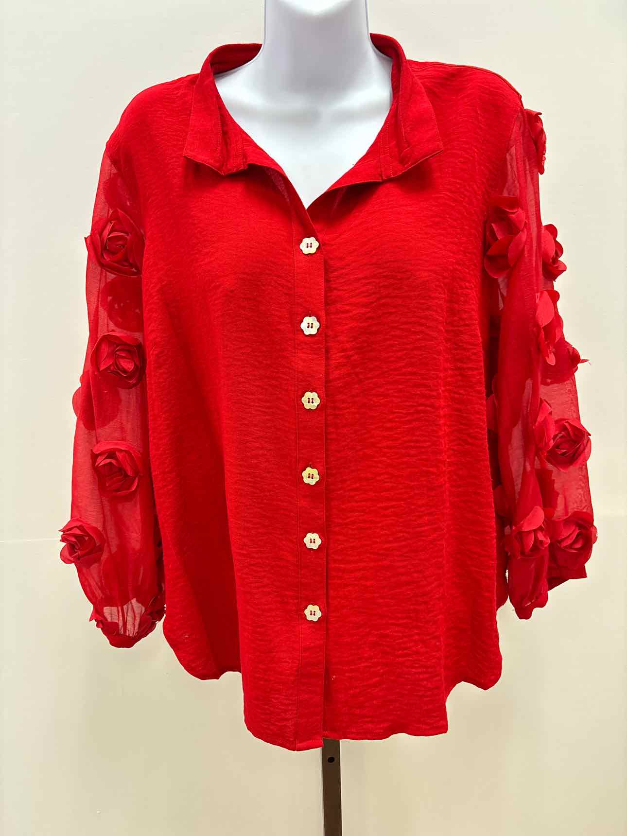 John Mark Size M Red Preloved Blouse LS
