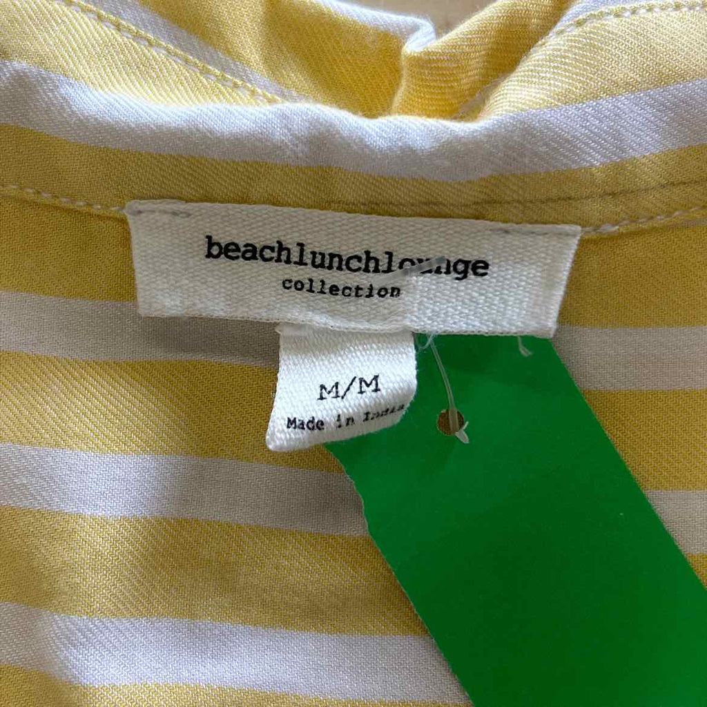 beach lunch lounge Size M yellow & white Preloved Button Down SS