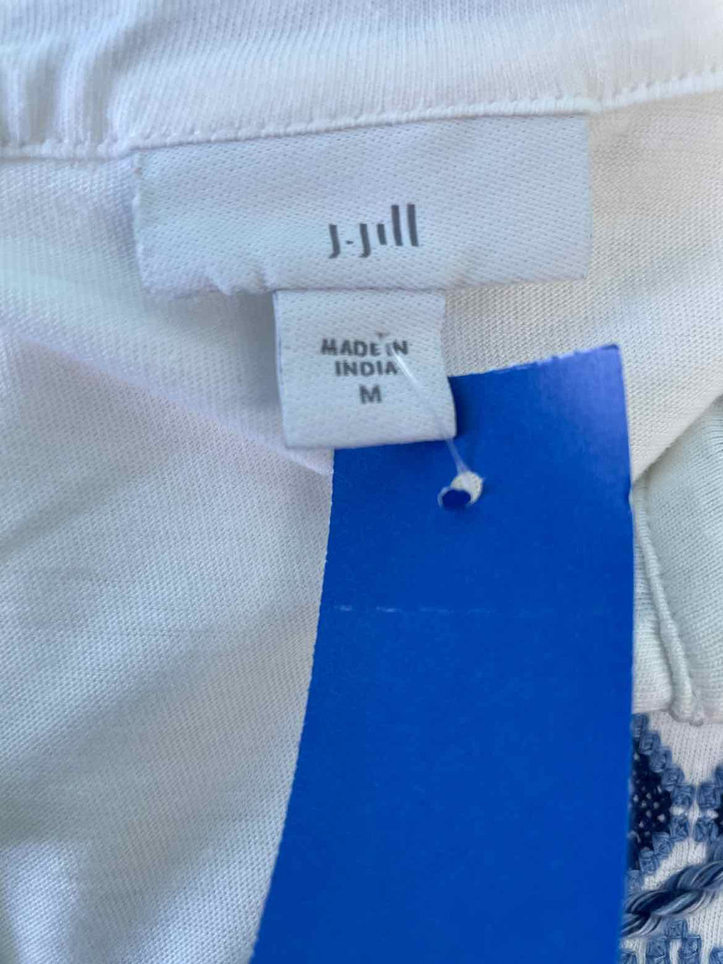 J Jill Size M White and Blue T-shirt