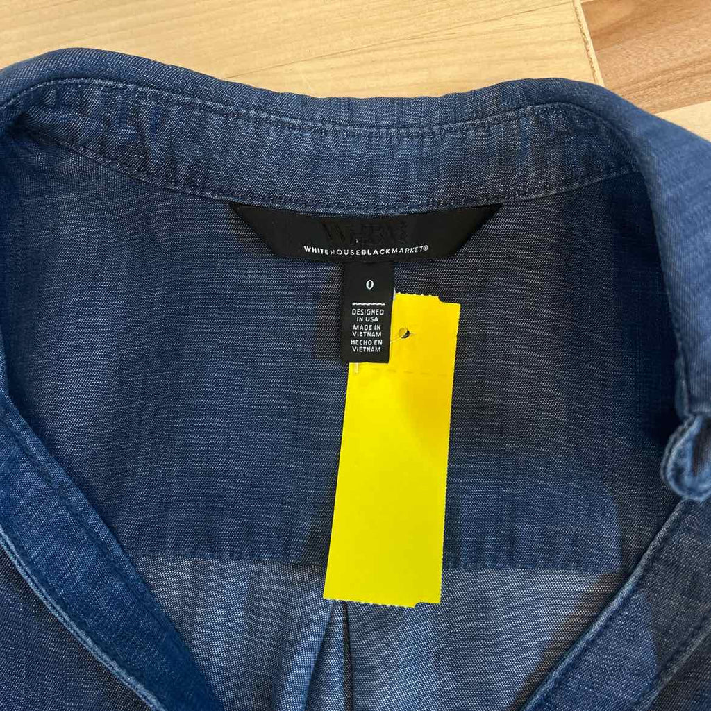White House Black Market Size 0 Denim Preloved Blouse LS