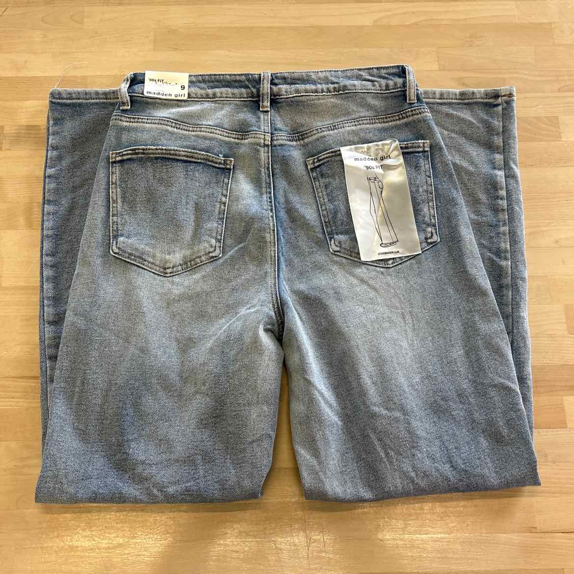 Madden Girl Juniors' Super High Rise Distressed 90s Wide Leg Jeans - Light Wash