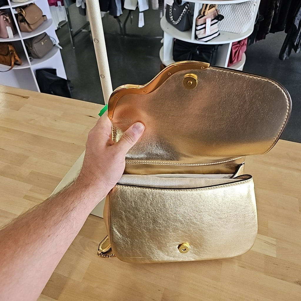 Donna Karan New York Malverne Metallic Crossbody Bag - Gold