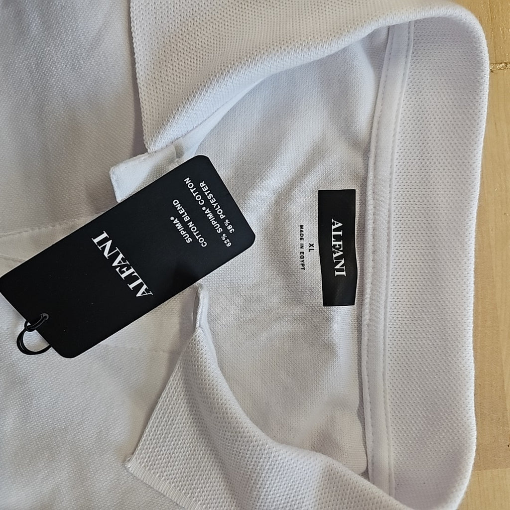Alfani Men's Size XL White MENS Long Sleeve Polo Shirt