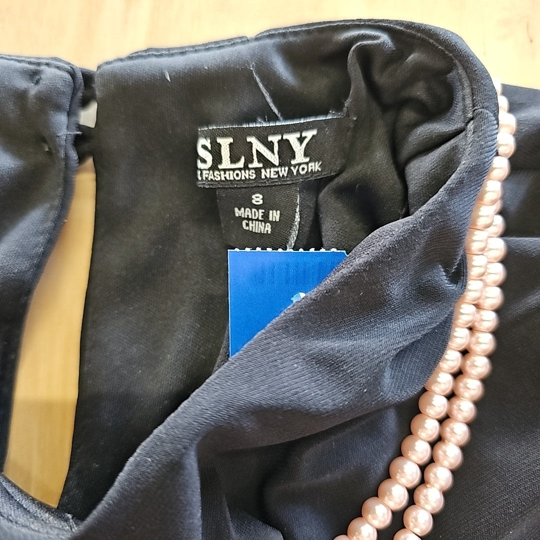 SLNY Size 8 Pink Black Dress