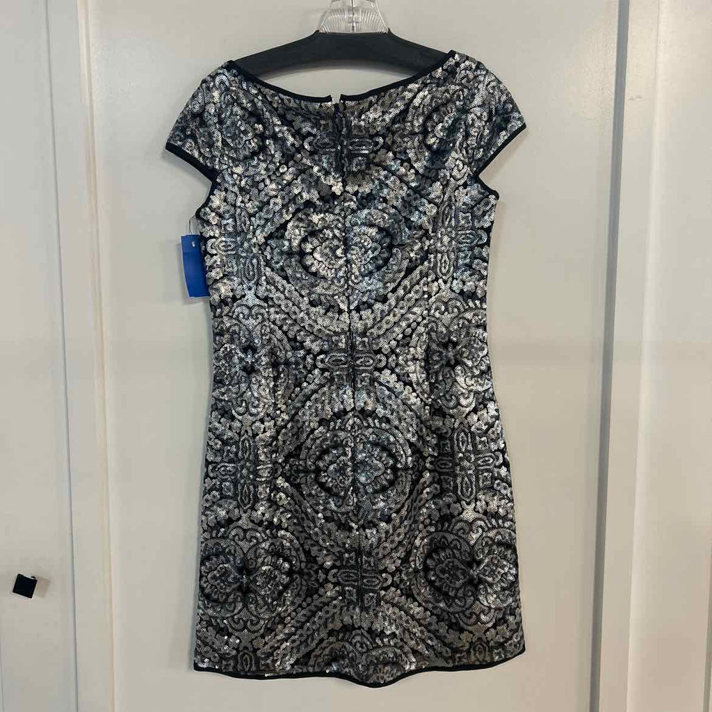 Adrianna Papell Size 4 Silver Sequined Dress