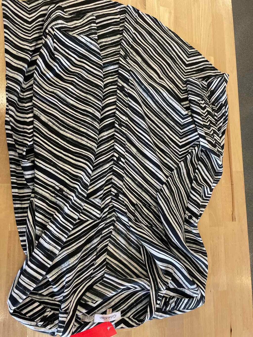 Calvin Klein Size M Black White Button Down Shirt