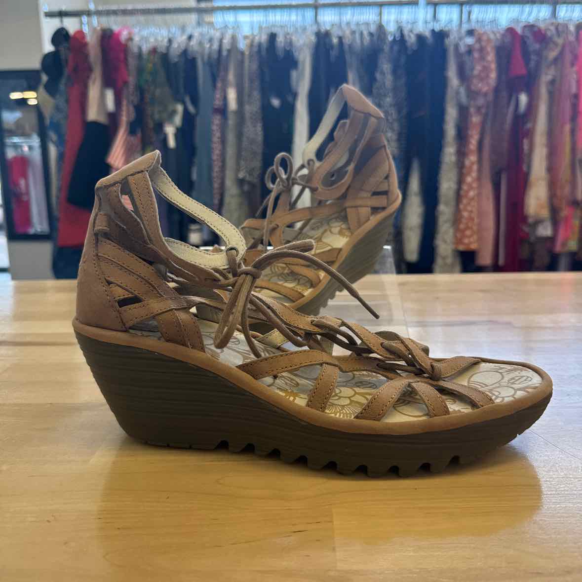 Fly London Shoe Size 41 Tan Wedges