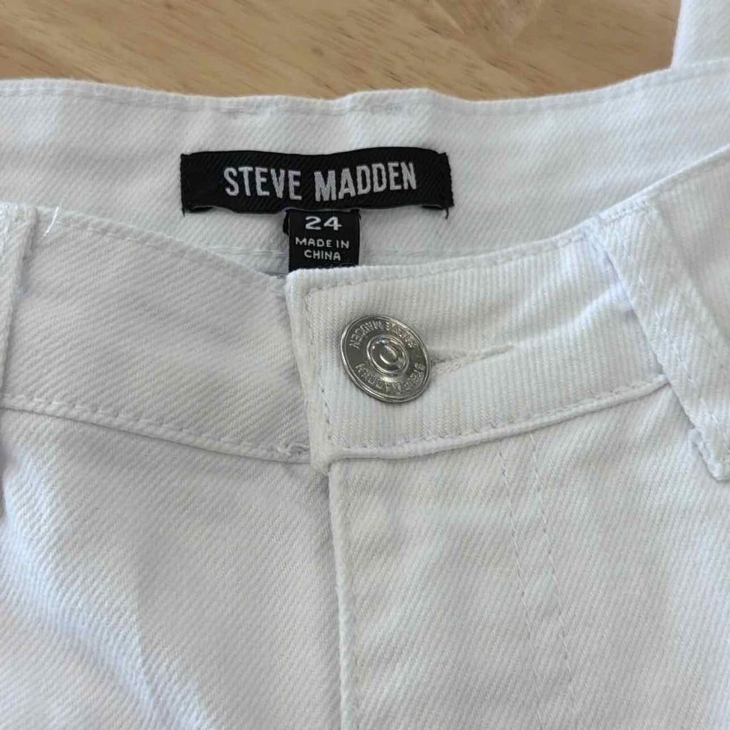 Steve Madden Size 24 Noeli Wide-Leg Cuffed Jeans - White