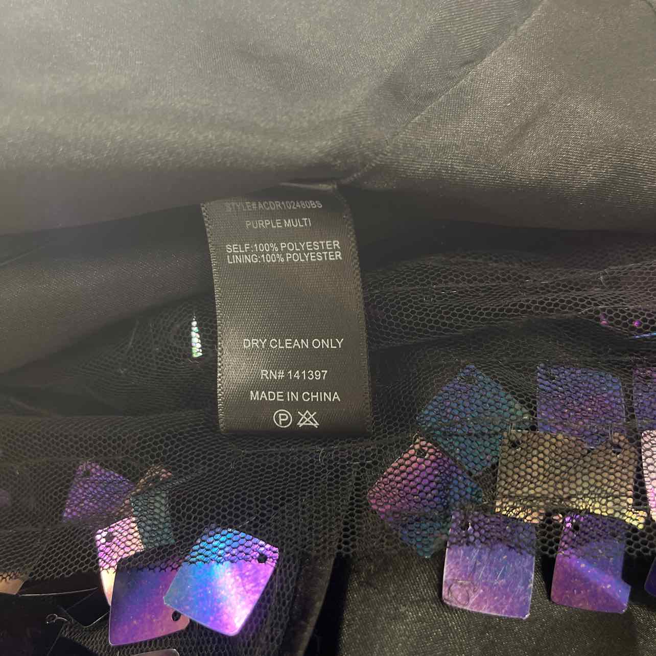 astr Size XL Porsche Sleeveless Sequin Mini Dress - Purple Multi