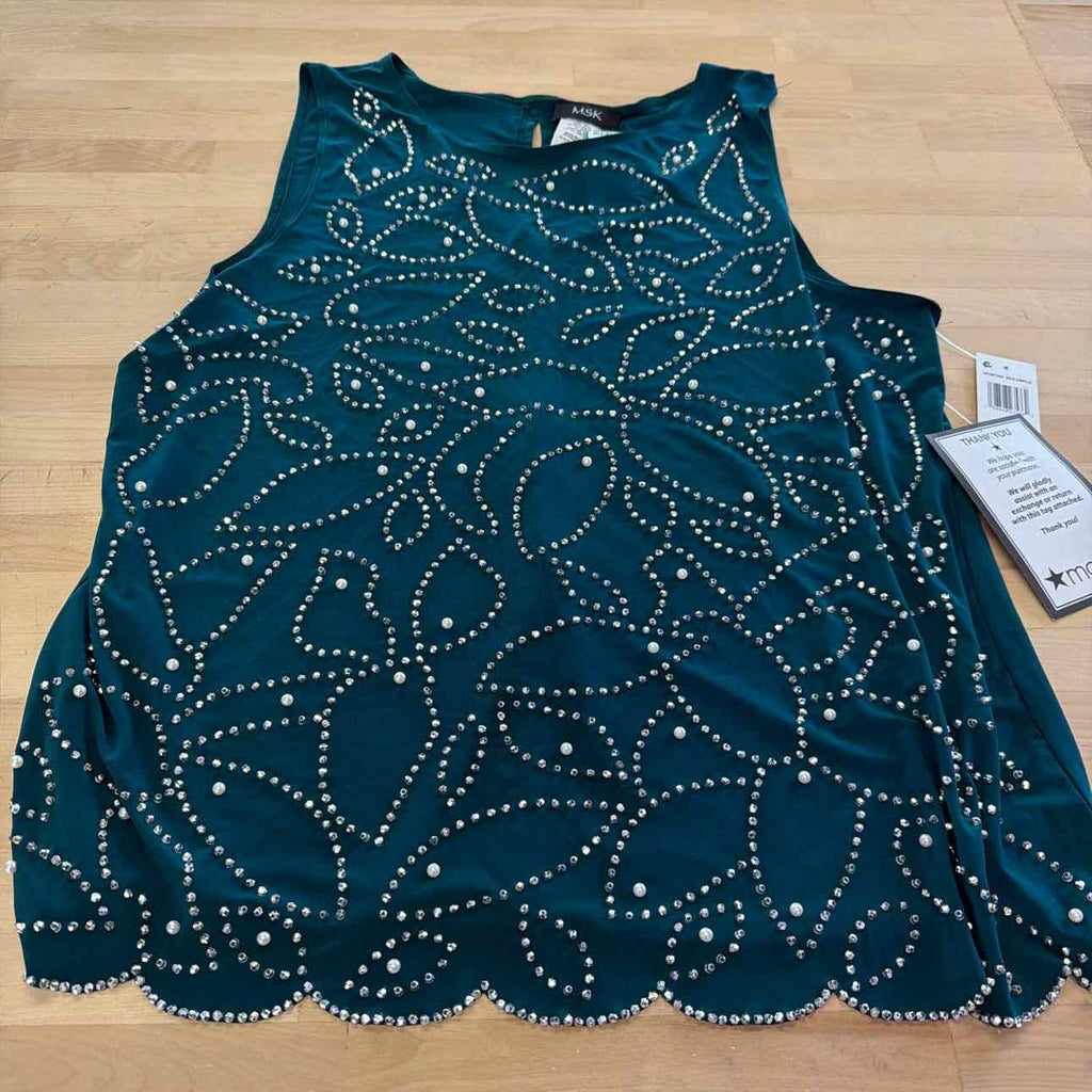 Msk Women's Scalloped-Hem Tank Top - Neo Emerald