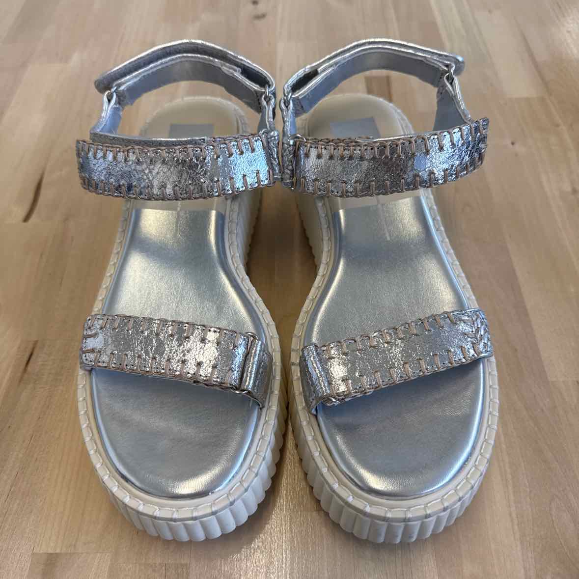 Dolce Vita Shoe Size 9.5 Debra Metallic Leather Wedge Platform Sandal