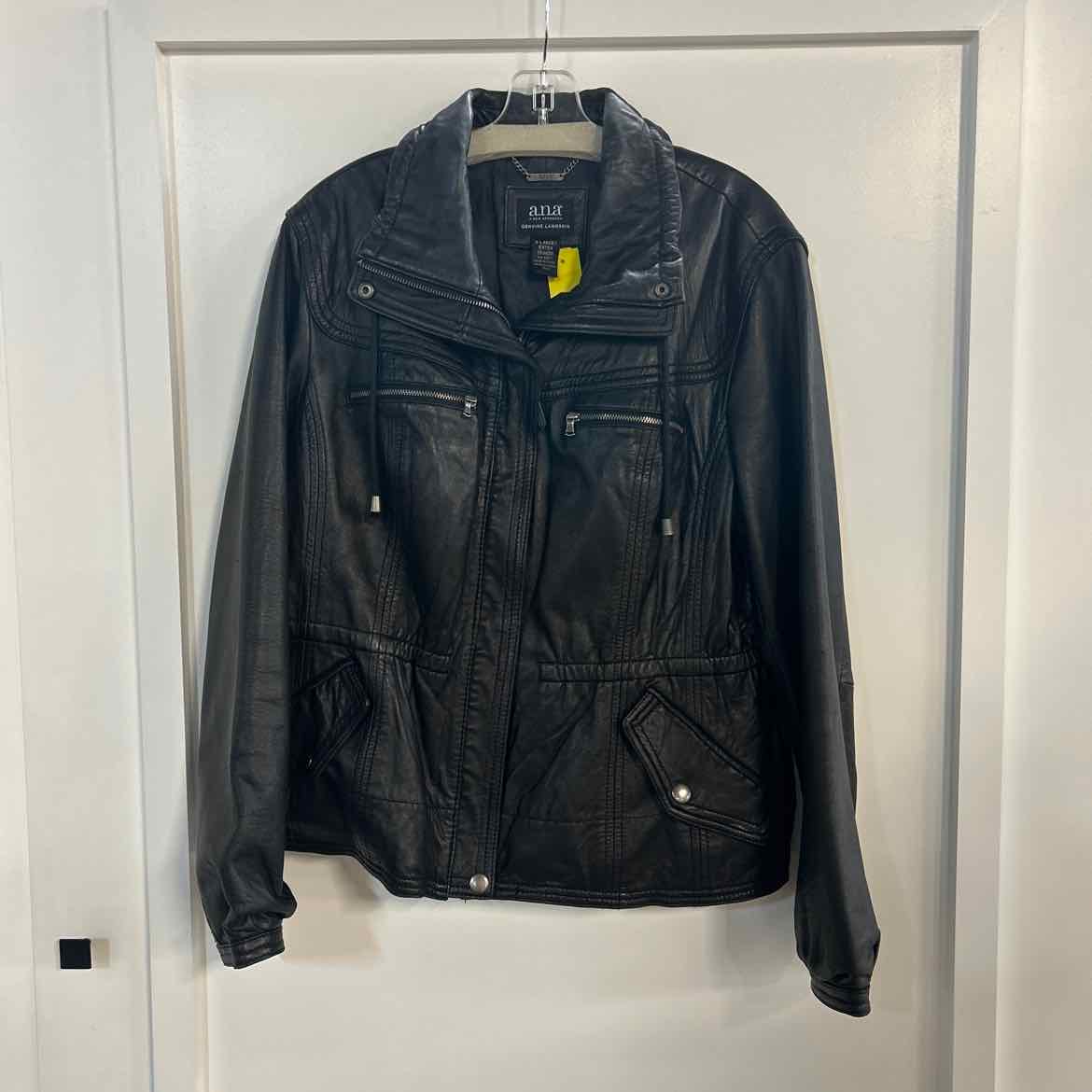 ANA Size XL Black Leather Preloved Jacket