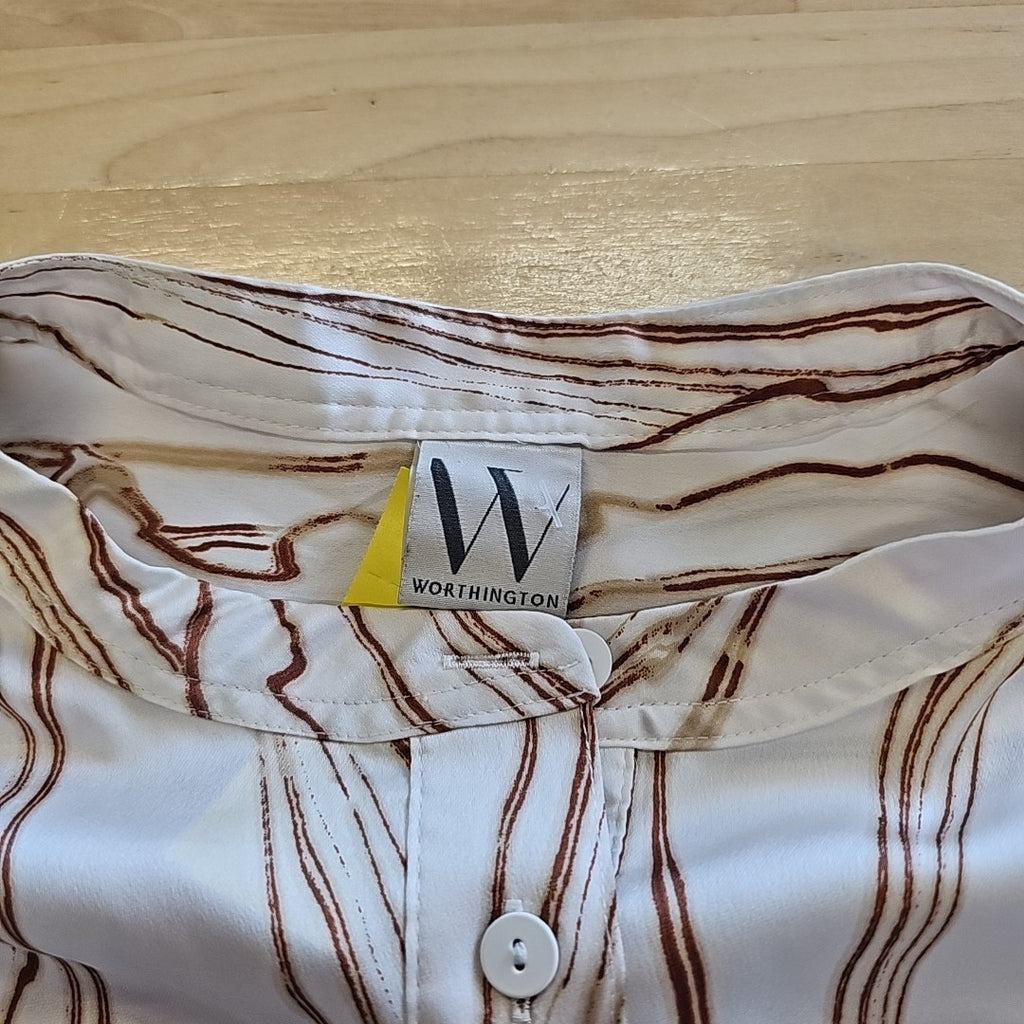 Worthington Size XL Brown & White Blouse
