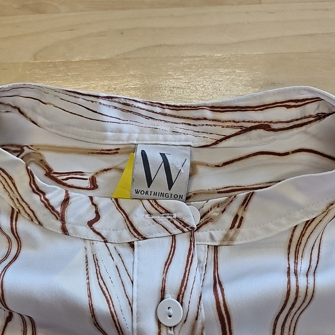 Worthington Size XL Brown & White Blouse