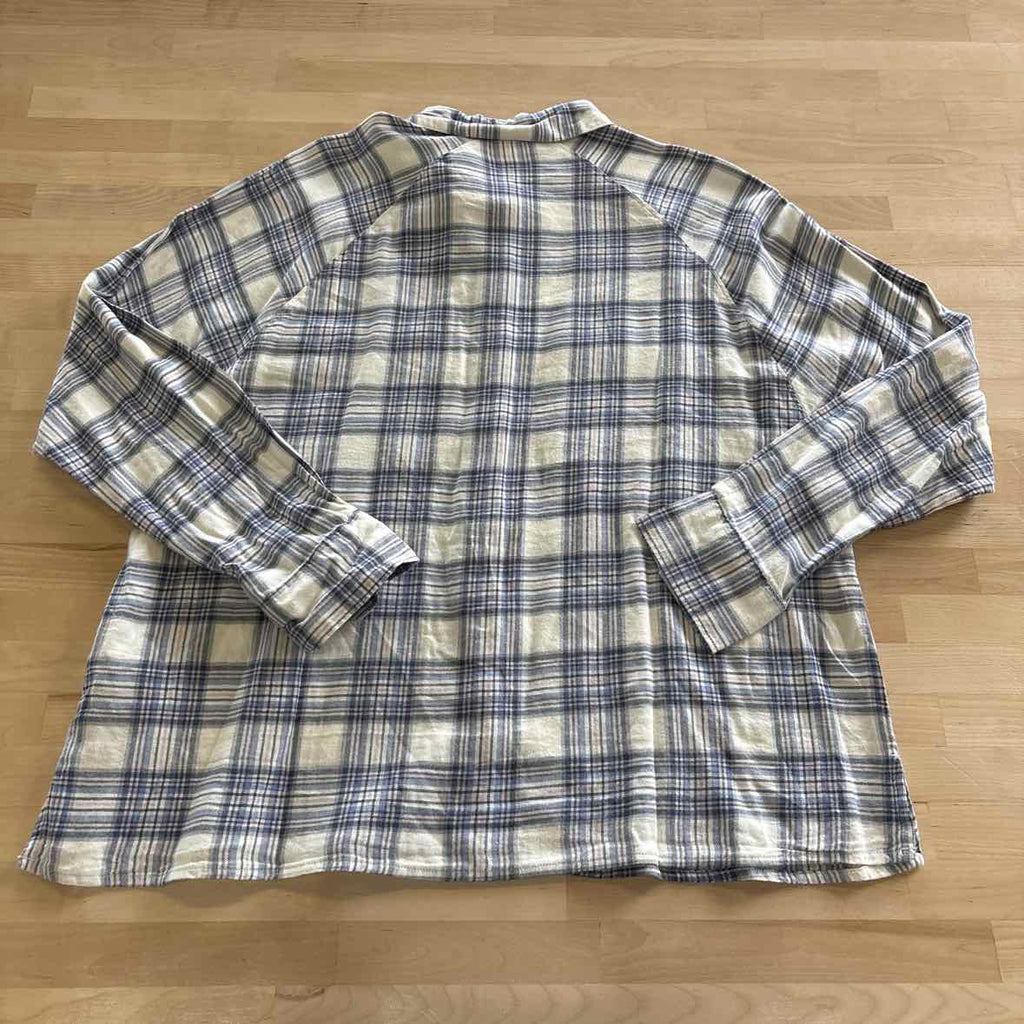 Levi's Size S Pink Blue Button Down Harrison Raglan Shirt- Clayton Plaid Indigo