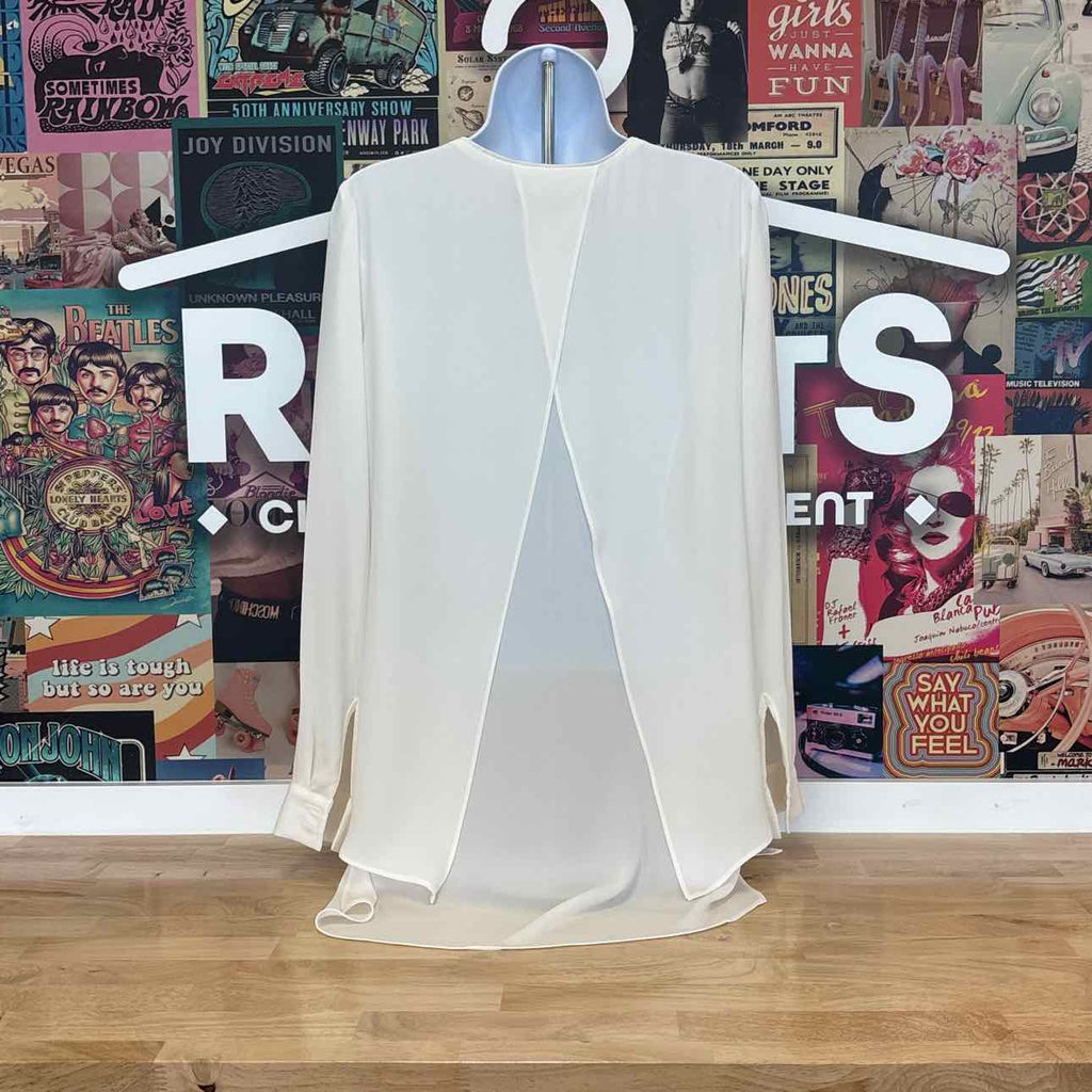 White House Black Market Size XS White Preloved Blouse LS