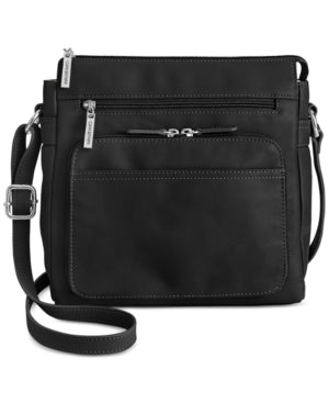 Giani Bernini Nappa Leather Front Zip Crossbody - Black/Silver NWT