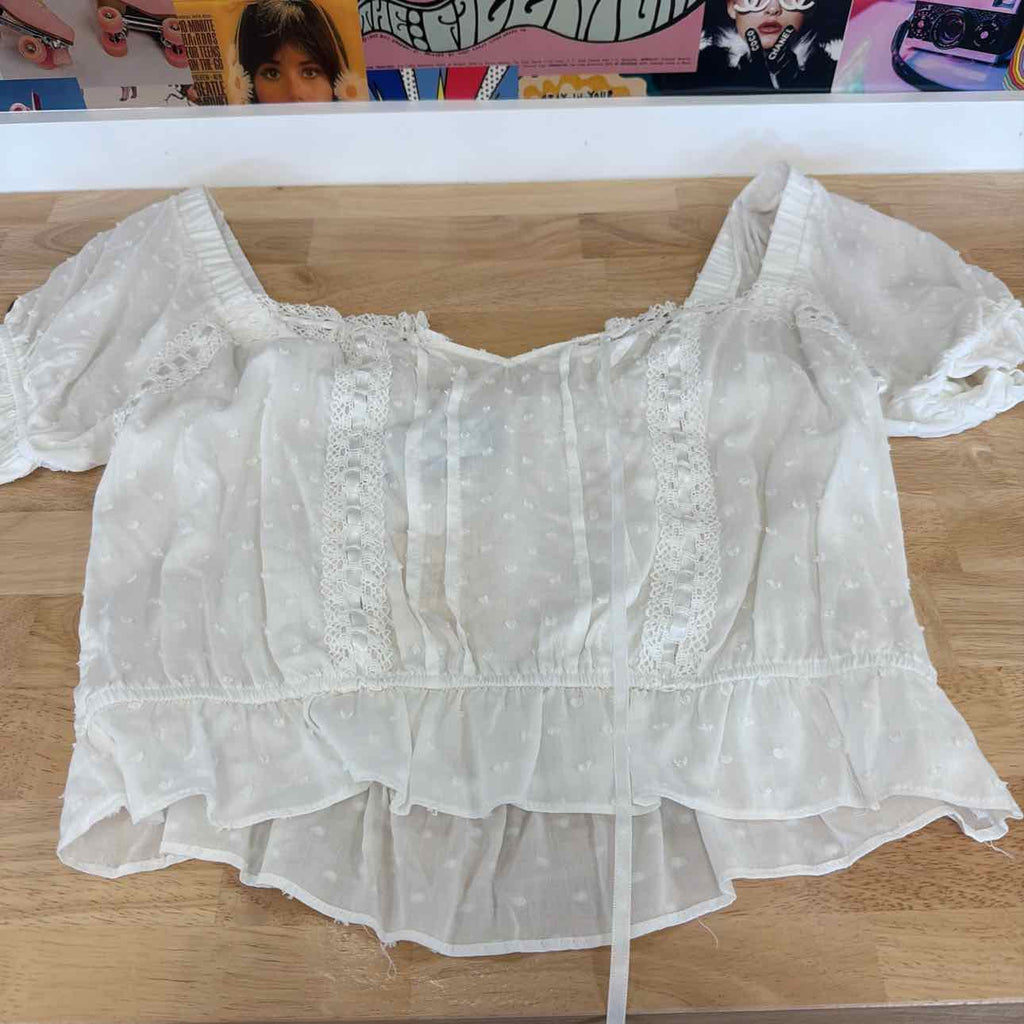 Self E Size XL Sweetheart Puff-Sleeve Top