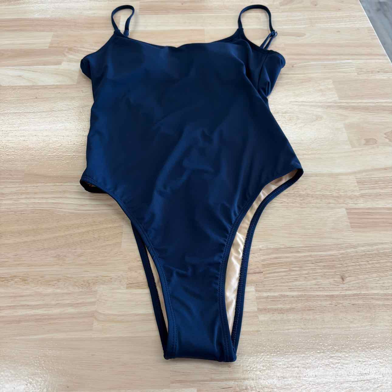 Cotton on Women's Thin-Strap Scoop-Back Cheeky One-Piece Swimsuit - Midnight Blu