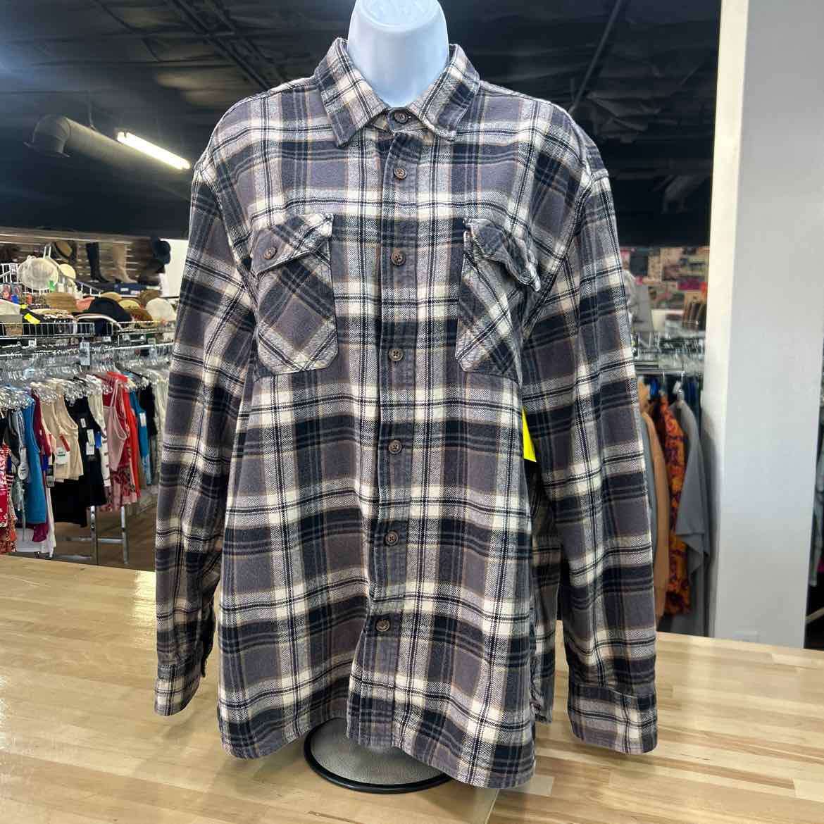 Jachs Girlfriend Size XL Beige Blue Preloved Flannel