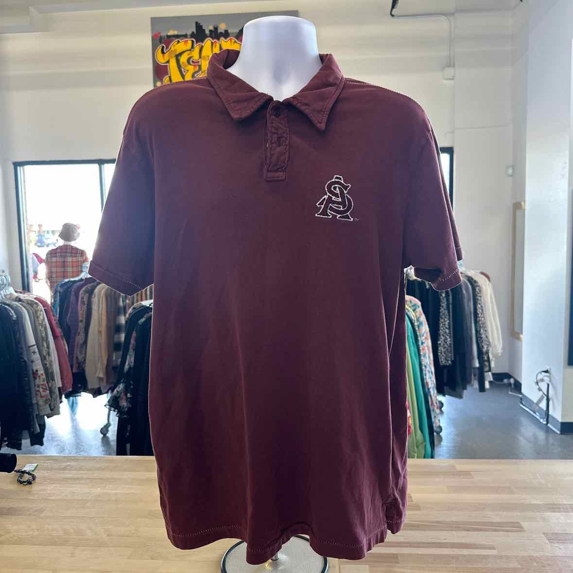 Antigua Size L Burgundy MENS Polo
